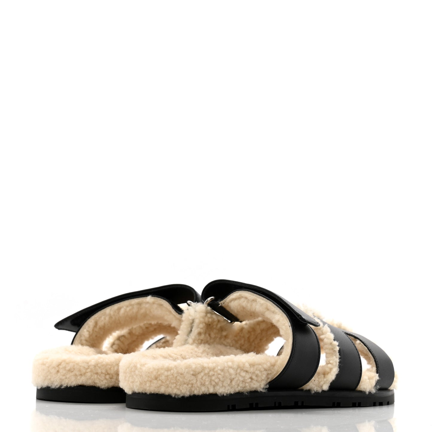 Calfskin Woolskin Chypre Sandals 37 Black Ecru