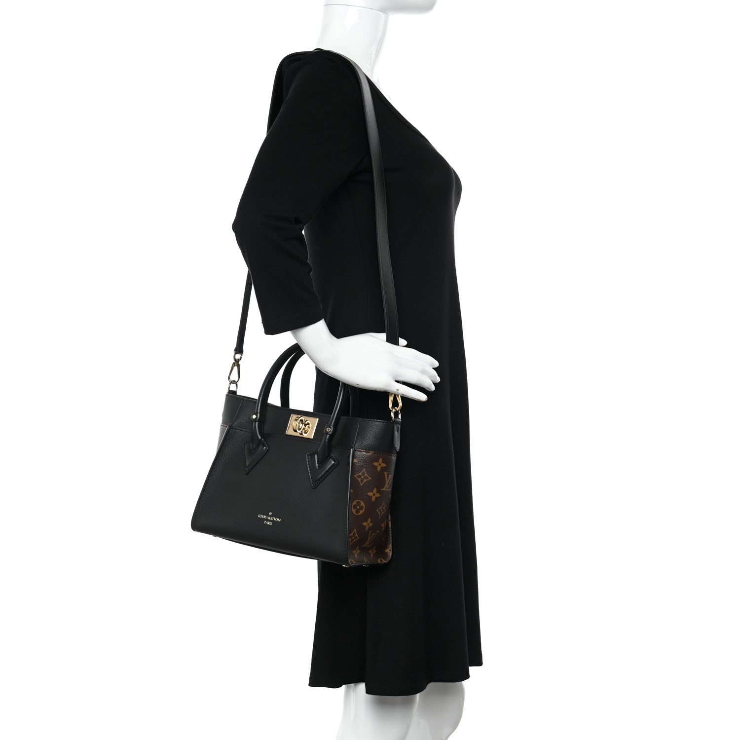 Louis Vuitton Calfskin Monogram On My Side PM Black 2 of 12