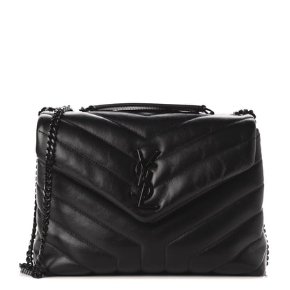 Saint Laurent Calfskin Y Quilted Monogram Small Loulou Chain Satchel Black 1 of 10