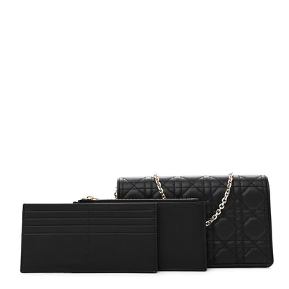 Christian Dior Lambskin Cannage Lady Dior Pouch Black 3 of 14