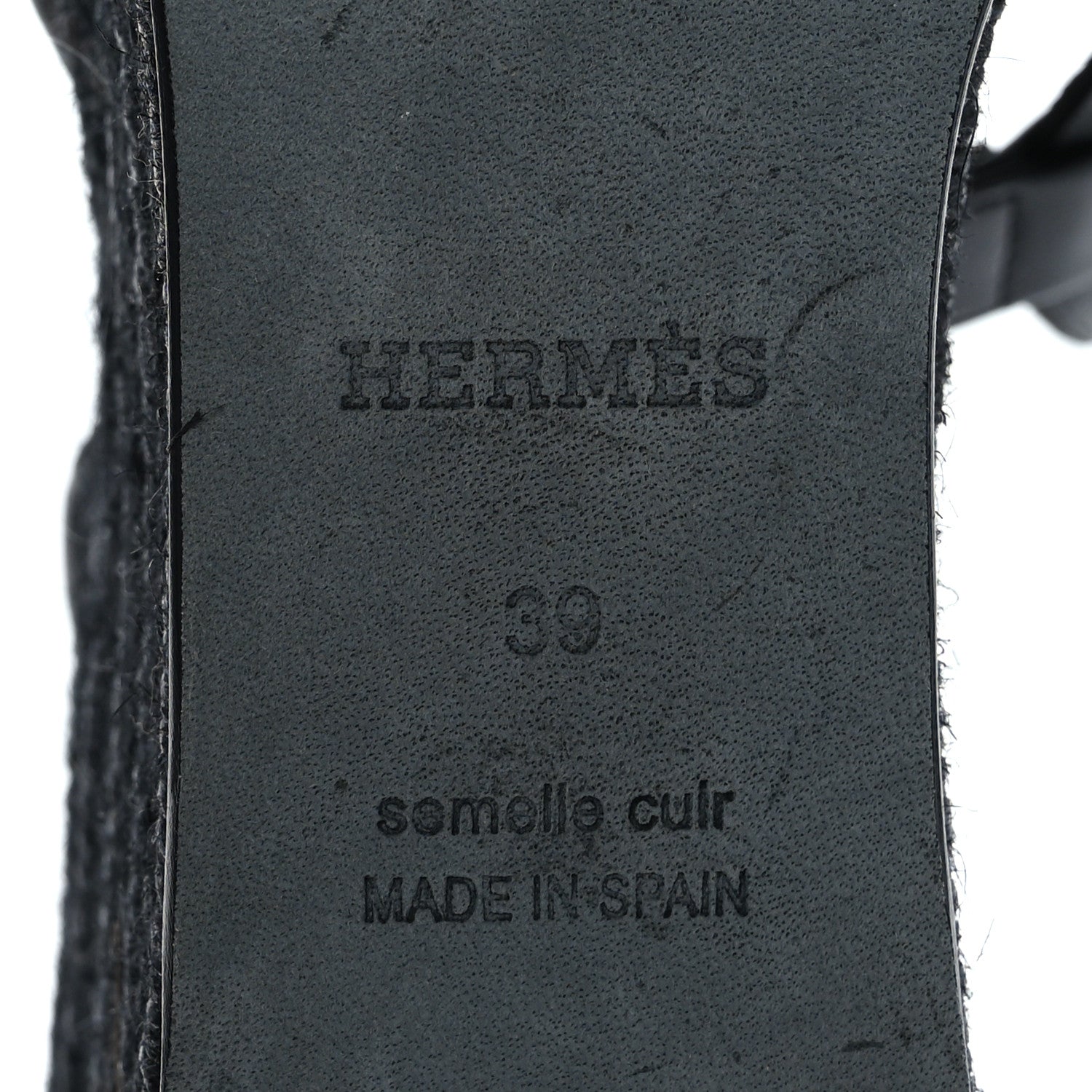 Hermes Nappa Ithea Espadrille Wedge Sandals 39 Black 8 of 8
