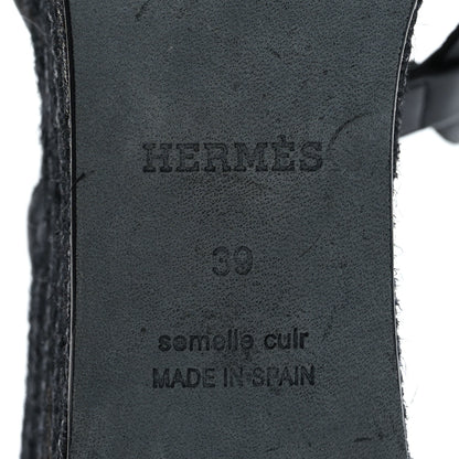 Hermes Nappa Ithea Espadrille Wedge Sandals 39 Black 8 of 8