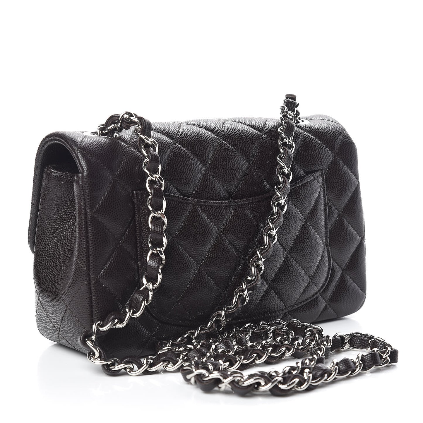 Caviar Quilted Mini Rectangular Flap Dark Brown