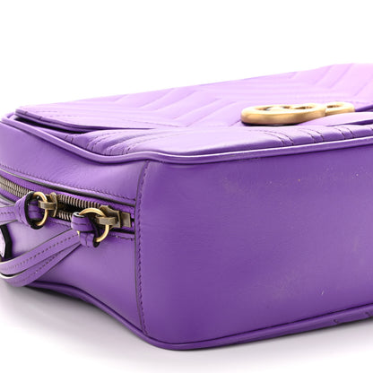 Gucci Calfskin Matelasse Sylvie Web Small GG Marmont Top Handle Shoulder Bag Shine Purple 10 of 12