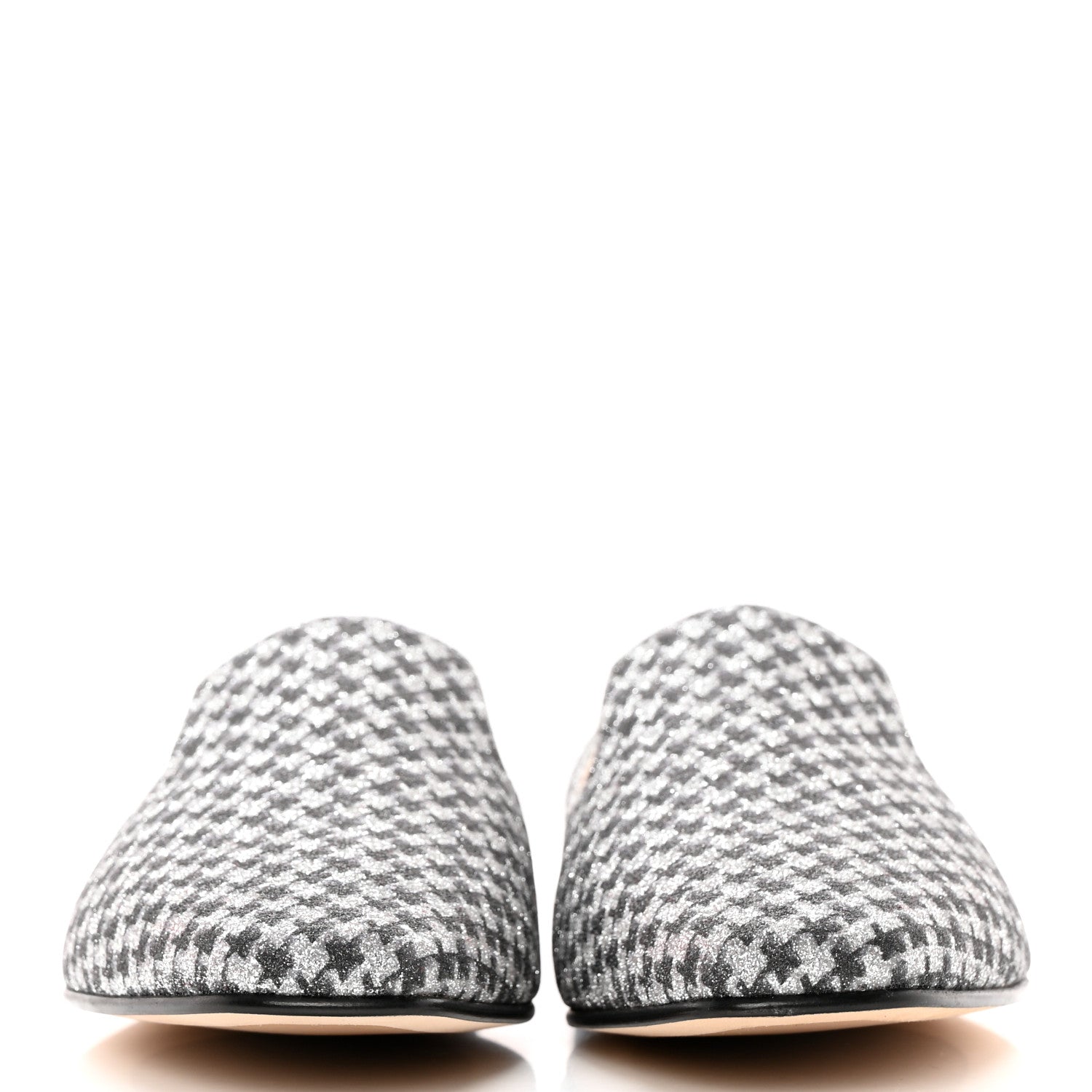 Jimmy Choo Glitter Houndstooth Wheel Weekend Slipper 38 Black Silver 2 of 13