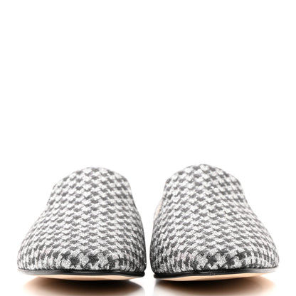 Jimmy Choo Glitter Houndstooth Wheel Weekend Slipper 38 Black Silver 2 of 13