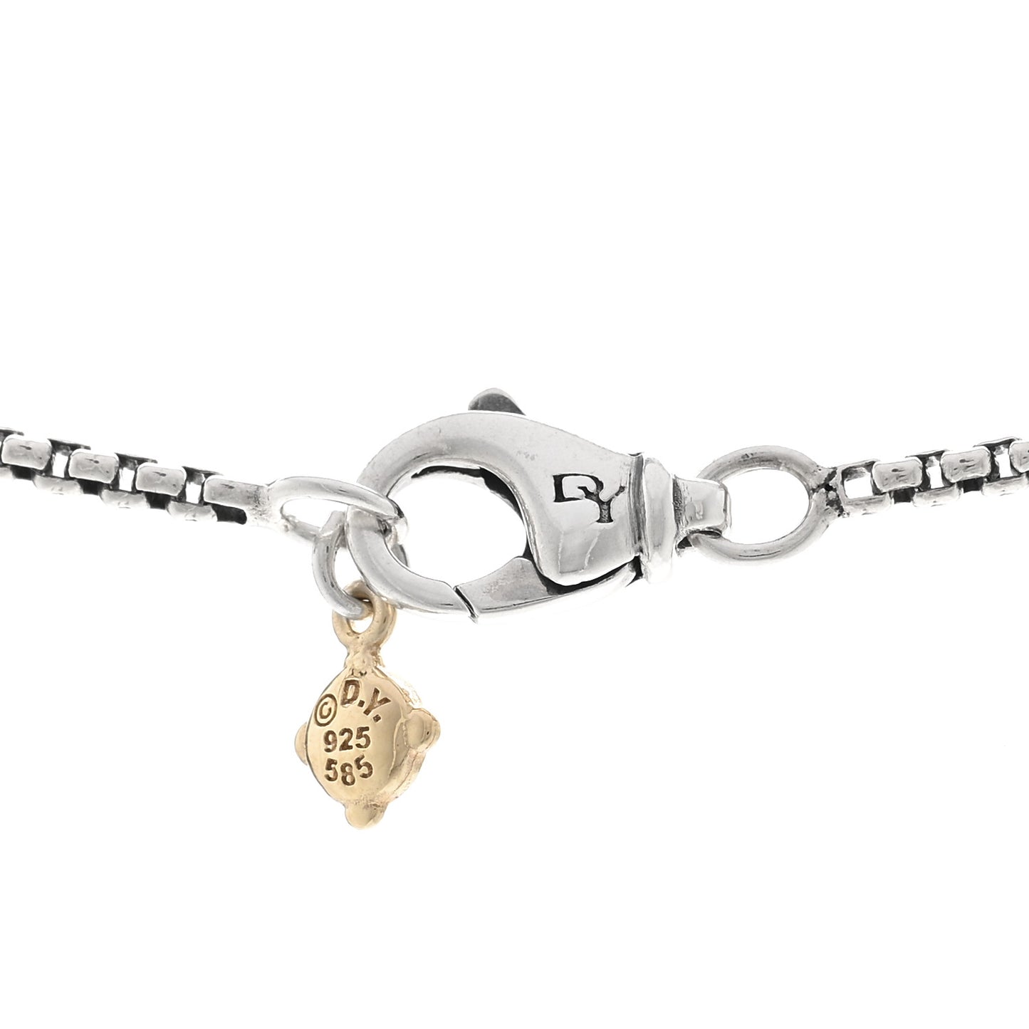 Sterling Silver 14K Yellow Gold 1.7mm Baby Box Chain Necklace 18"