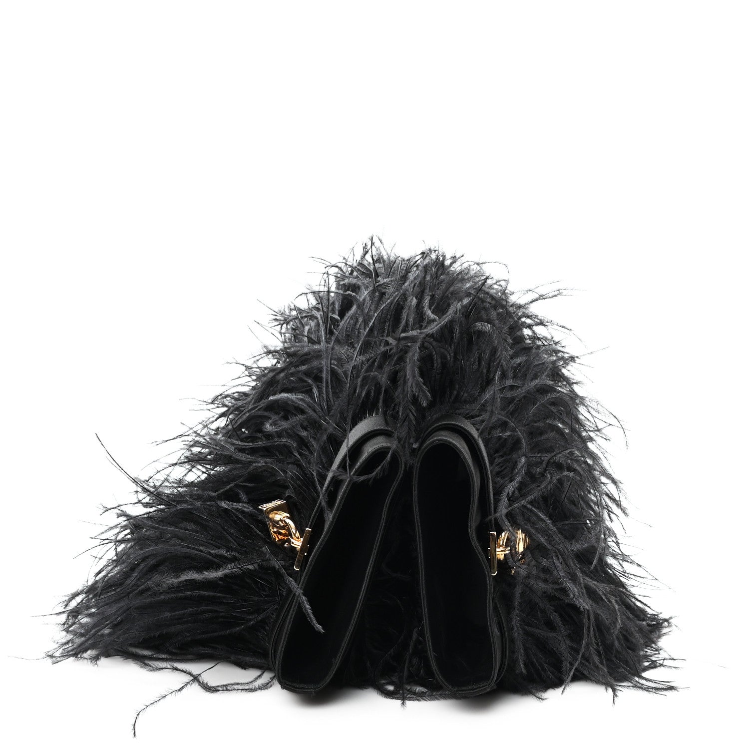 Givenchy Satin Ostrich Feather Shark Lock Ankle Boots 40 Black 2 of 8