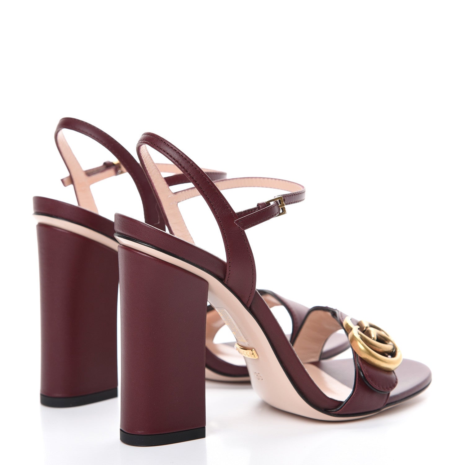 Gucci Lifford Calfskin GG Marmont Ankle Wrap 105mm Sandals 36 Vintage Bordeaux 4 of 8