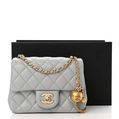 Chanel Lambskin Quilted Mini Pearl Crush Flap Light Grey 11 of 11