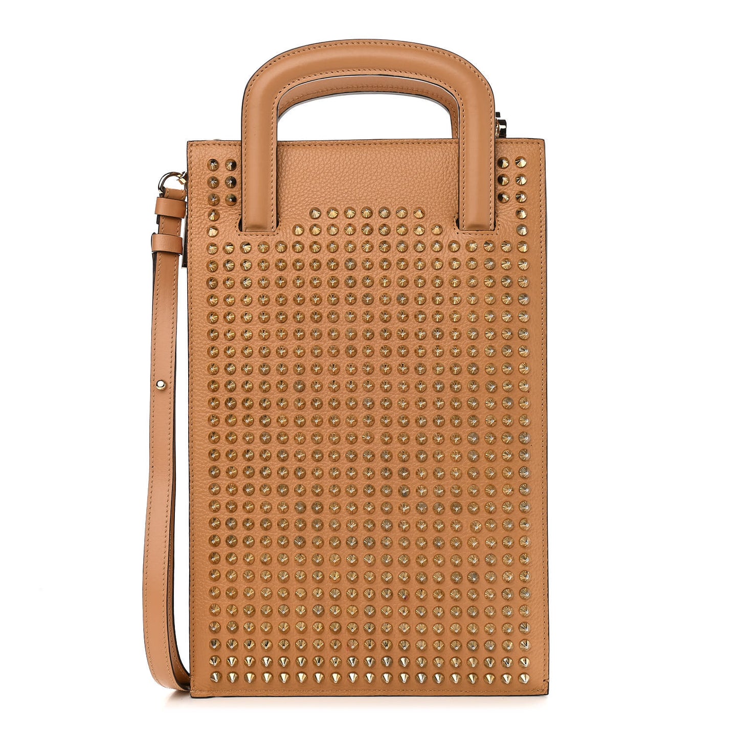 Calfskin Spiked Small Trictrac Portfolio Bag Cannelle