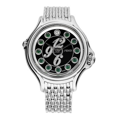 Fendi Stainless Steel Diamond Pave Topaz 33mm Crazy Carats Quartz Watch Black 3 of 10