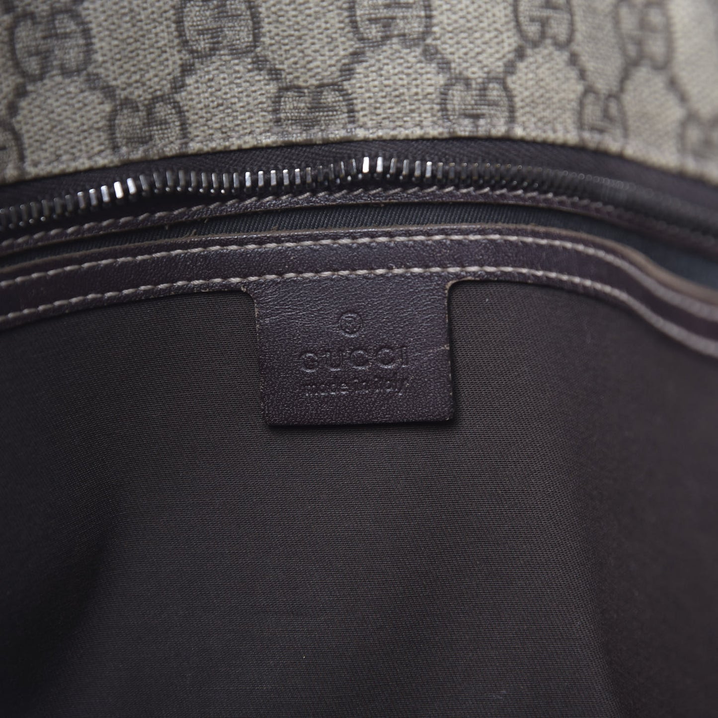 GG Supreme Monogram Large Zippered Shopping Tote Brown