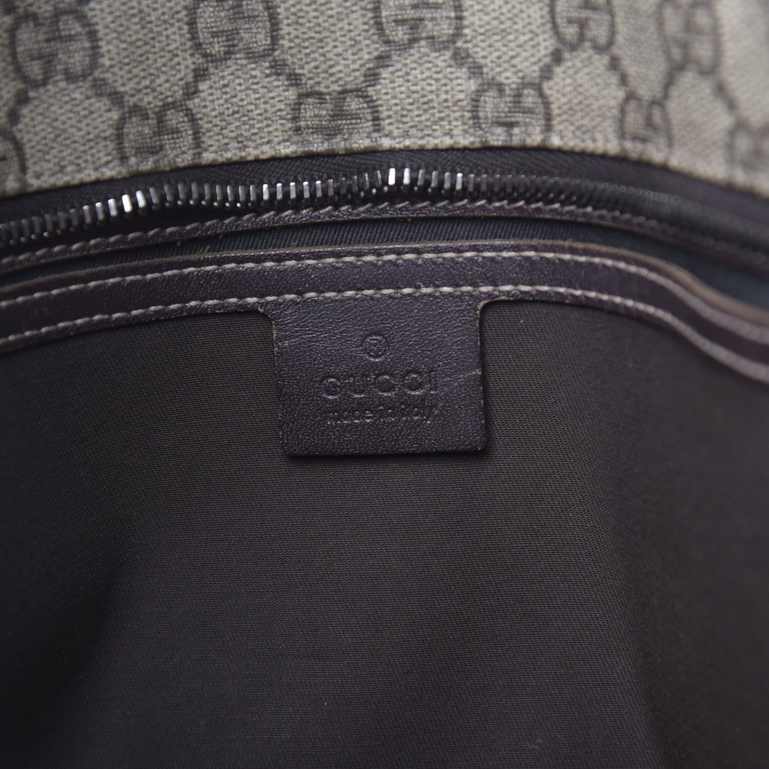 Gucci GG Supreme Monogram Large Zippered Shopping Tote Brown 6 of 11