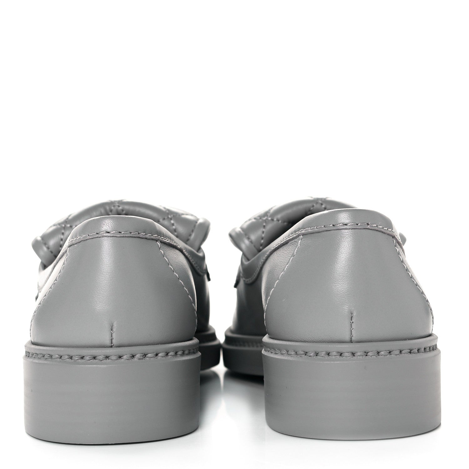 Chanel Lambskin Quilted CC Turnlock Loafers 36.5 Grey 5 of 9