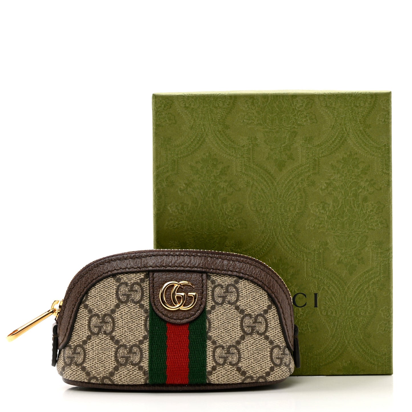 GG Supreme Monogram Web Ophidia Dome Key Pouch Beige New Acero