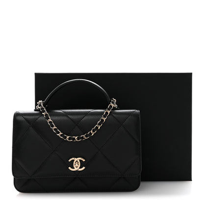 Chanel Shiny Caviar Quilted Turnlock Top Handle Wallet On Chain WOC Black 11 of 11