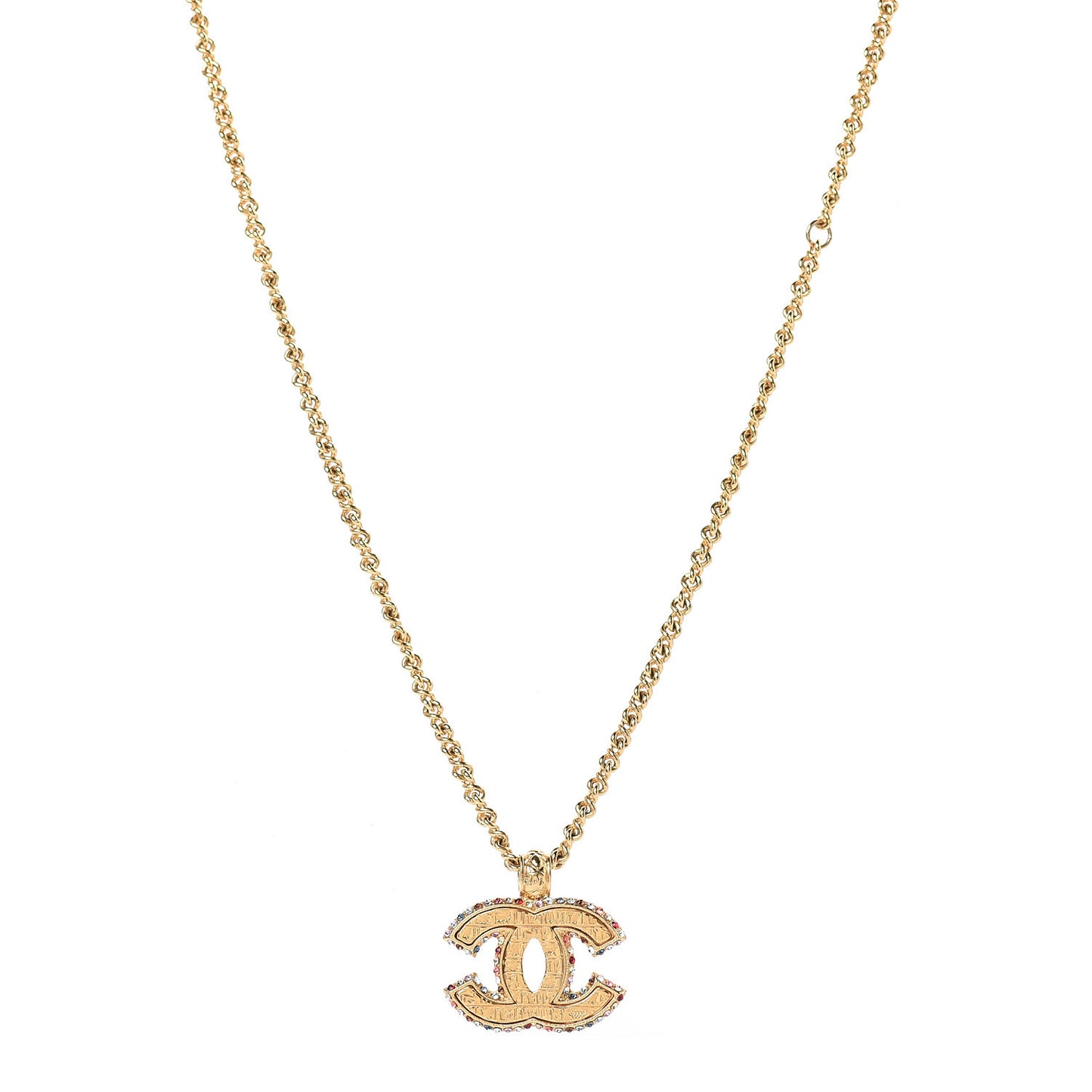 Crystal CC Pendant Necklace Gold Multicolor