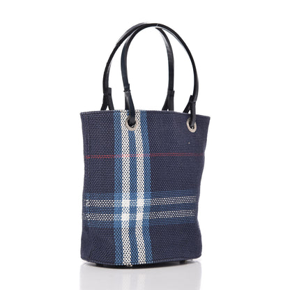 Burberry Canvas Woven Color Check Bucket Bag Blue 3 of 8