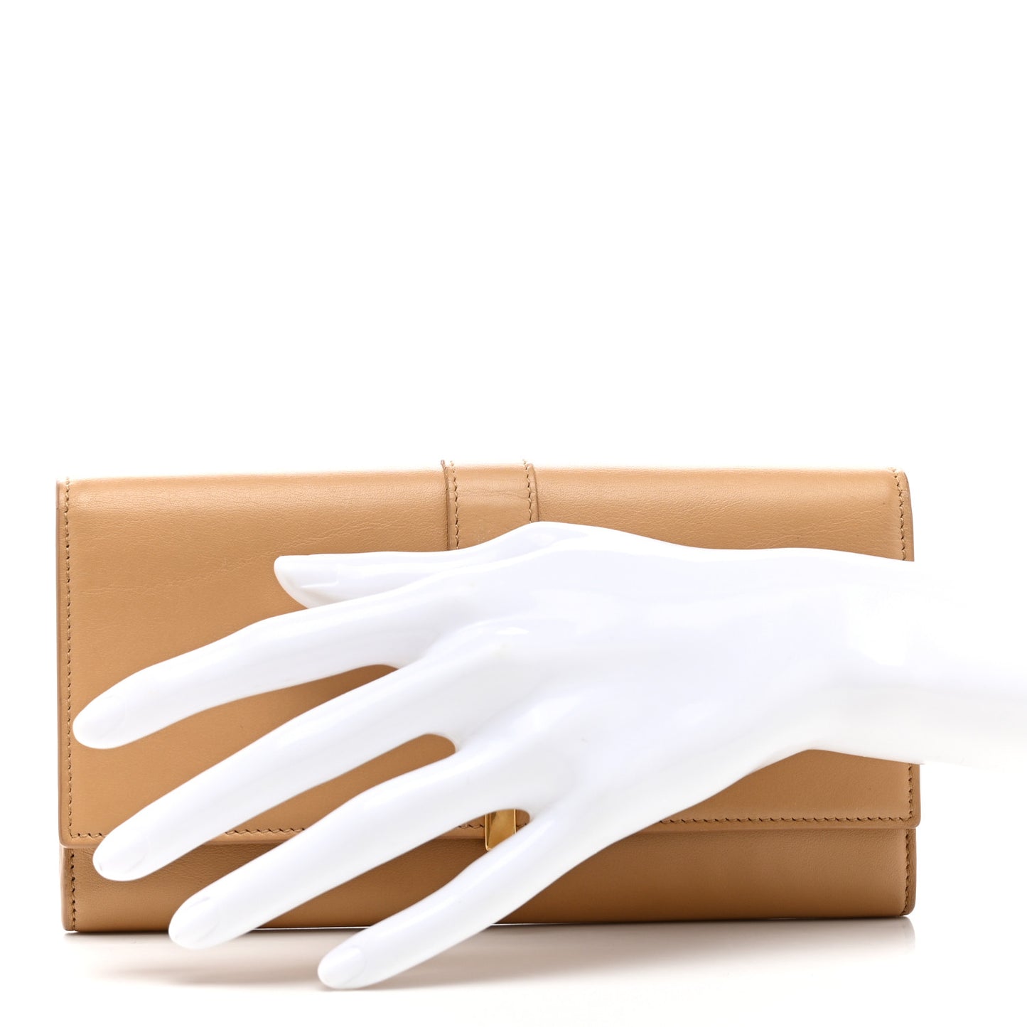 Calfskin Classic Y Ligne Clutch Dark Beige
