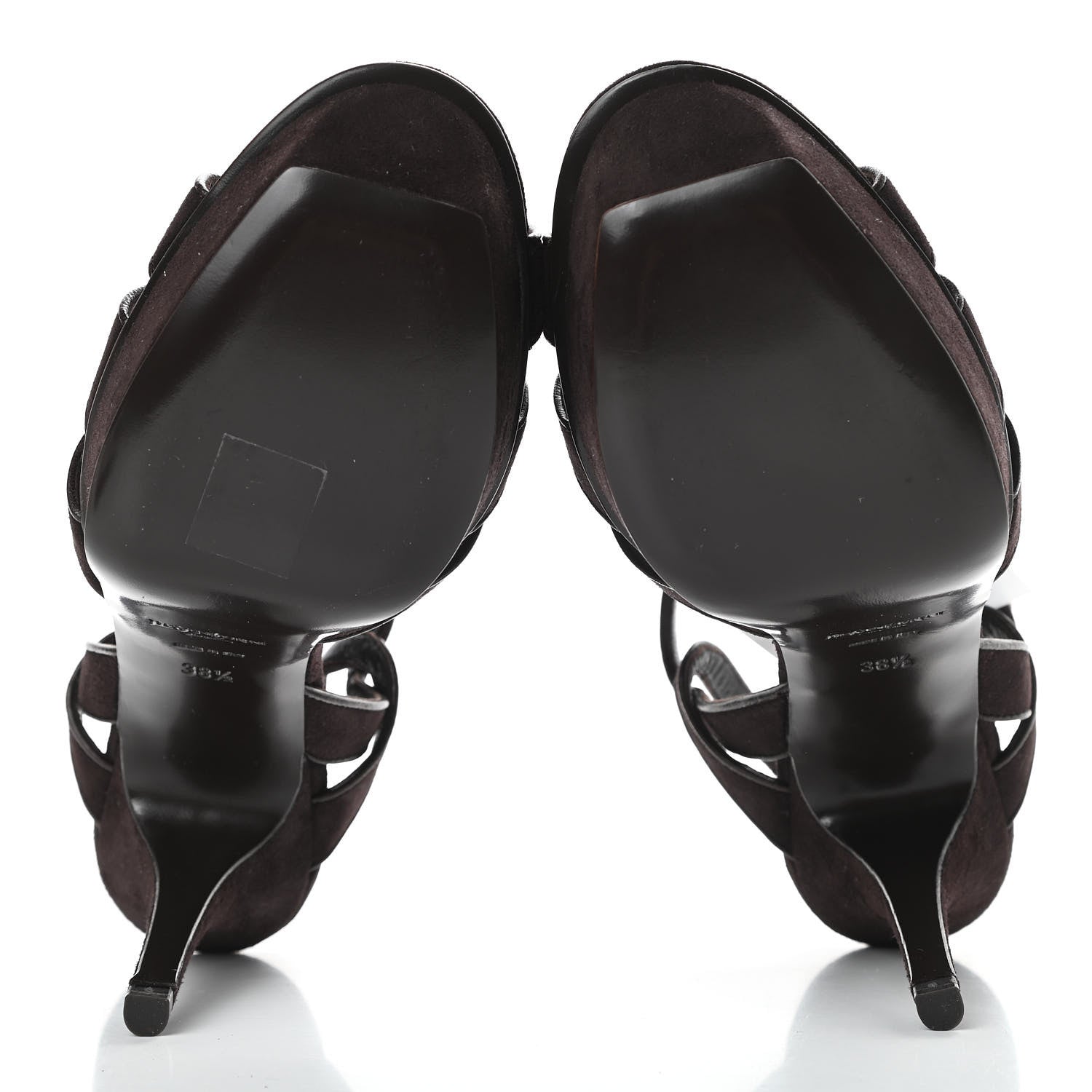 Saint Laurent Kid Scamosciato Tribute 75 Platform Sandals 38.5 Chocolate 5 of 11