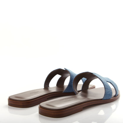 Hermes Denim Canvas Oran Sandals 38.5 Bleu Clair 4 of 10