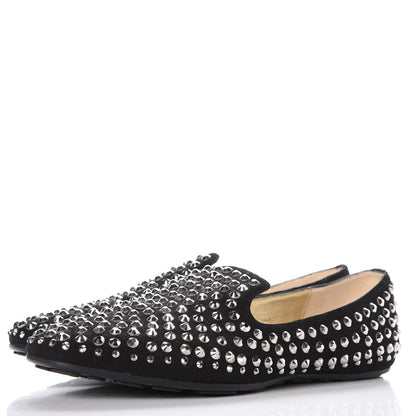 Jimmy Choo Suede Studded Wheel Loafers 38 Black 3 of 11