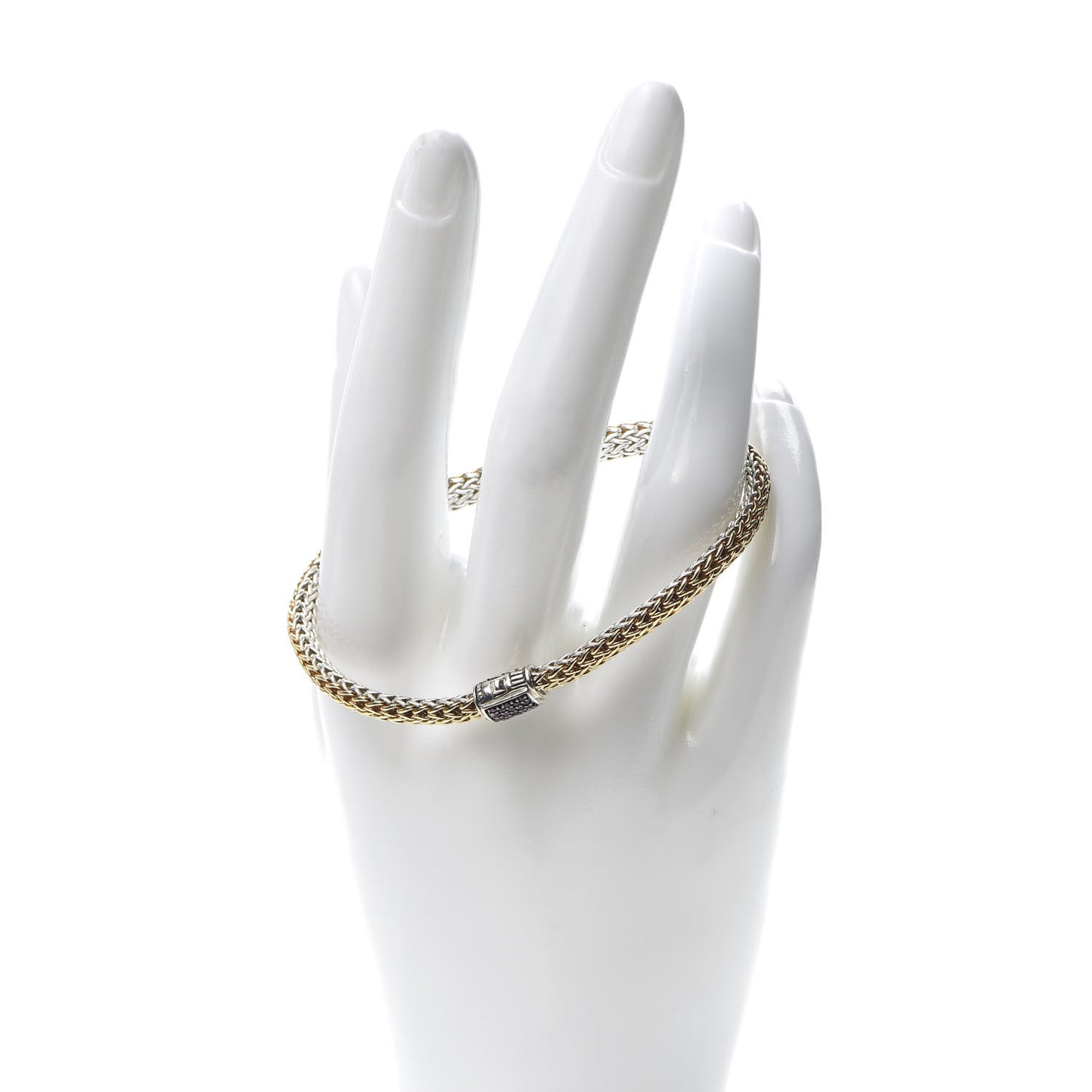 Sterling Silver 18K Yellow Gold Ruby 5mm Classic Chain Reversible Bracelet