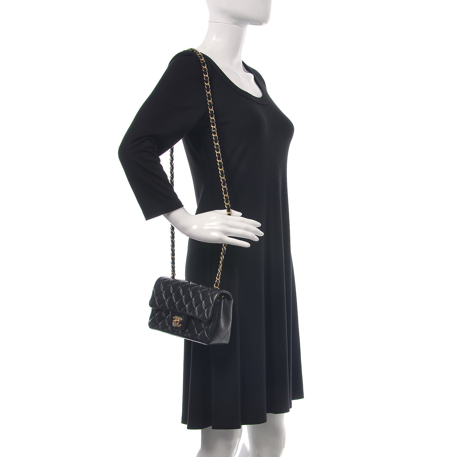 Chanel Lambskin Quilted Mini Rectangular Flap Black 2 of 9