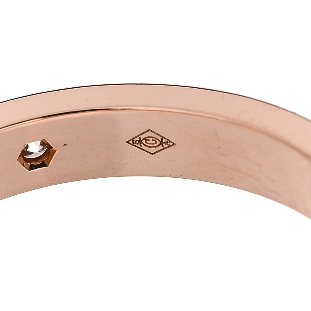 18K Pink Gold Diamond 3mm C De Cartier Wedding Band Ring 56 7.75