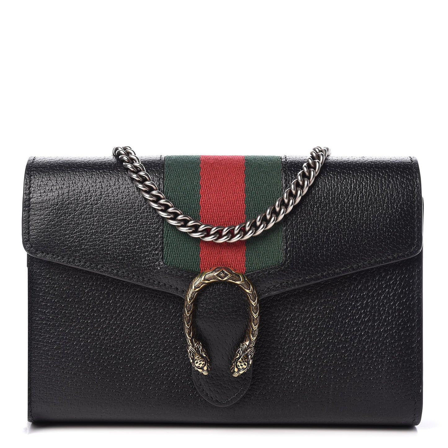 Calfskin Web Mini Dionysus Chain Wallet Black