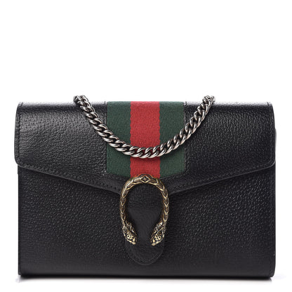 Gucci Calfskin Web Mini Dionysus Chain Wallet Black 1 of 10