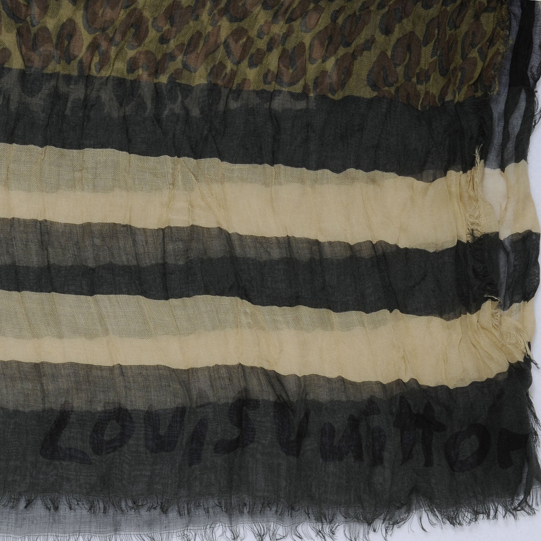 Louis Vuitton Cashmere Silk Leopard V Stole Kaki Vanilla 4 of 7