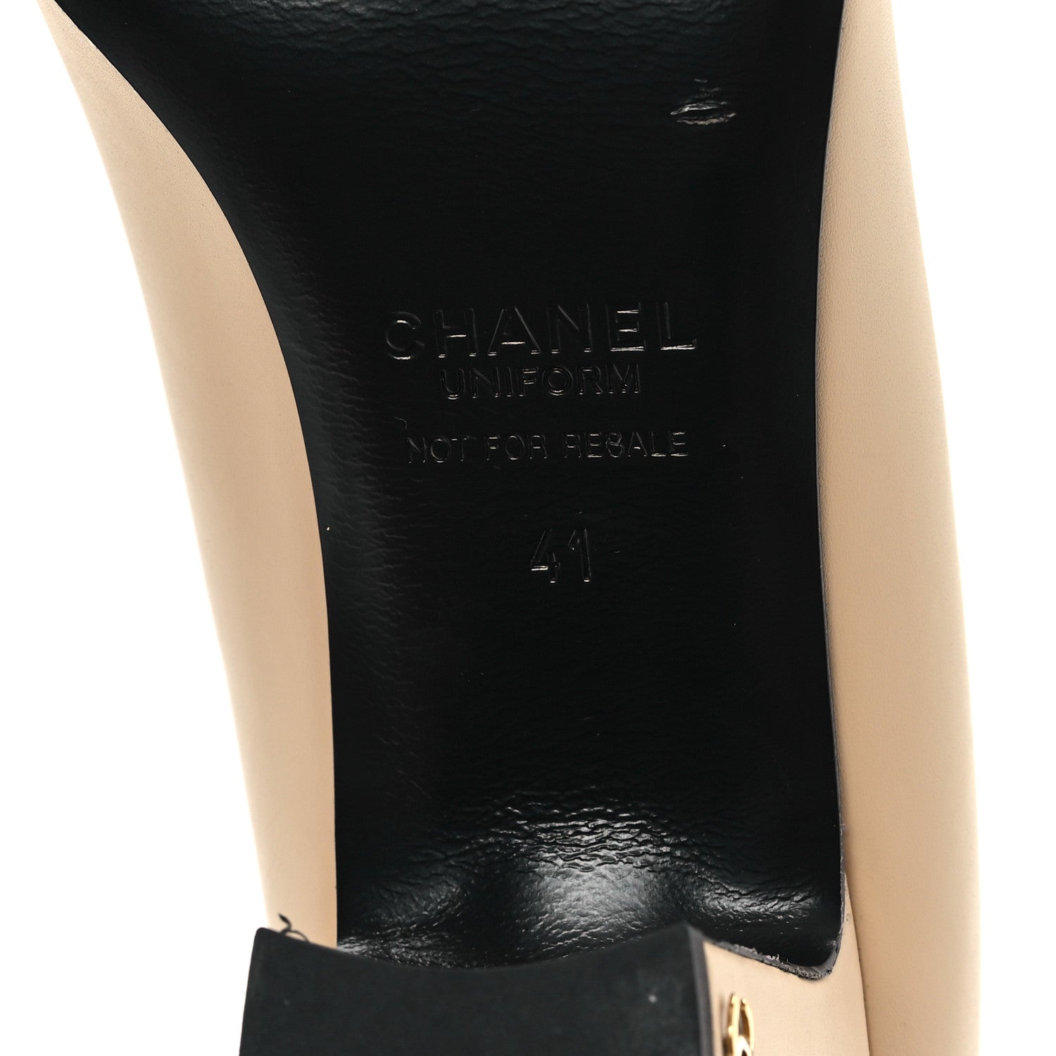 Chanel Lambskin Cap Toe CC Uniform Pumps 41 Beige Black 7 of 10