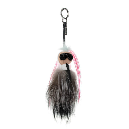Fendi Mink Fox Goat Fur Mini Karlito Bag Charm Pink 1 of 5
