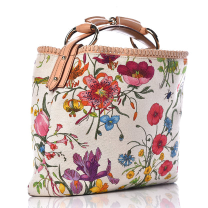 Gucci Canvas Flora Floral Small Horsebit Chain Hobo 3 of 11