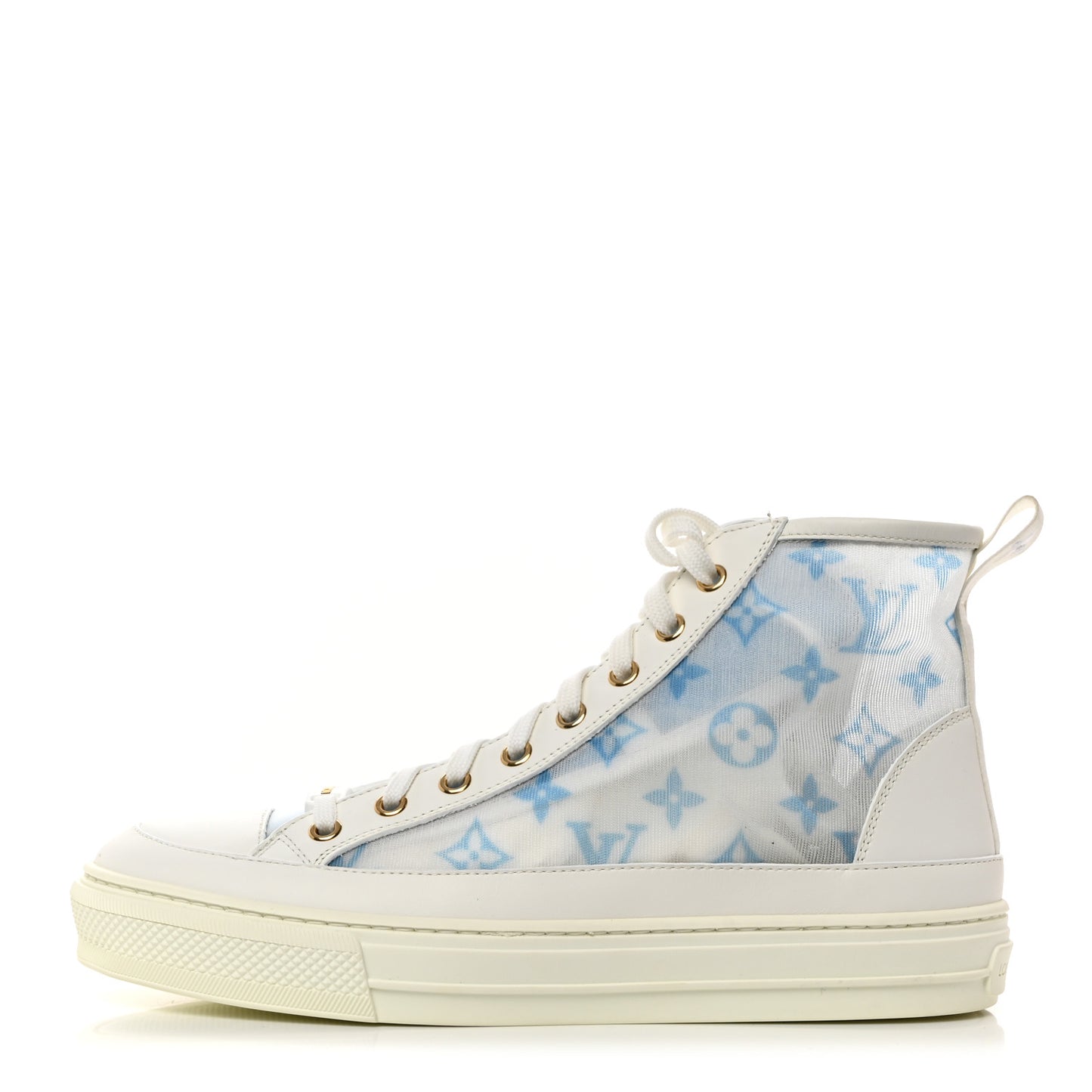 Technical Fabric Calfskin Monogram Printed Stellar Sneaker Boots 38 Blue