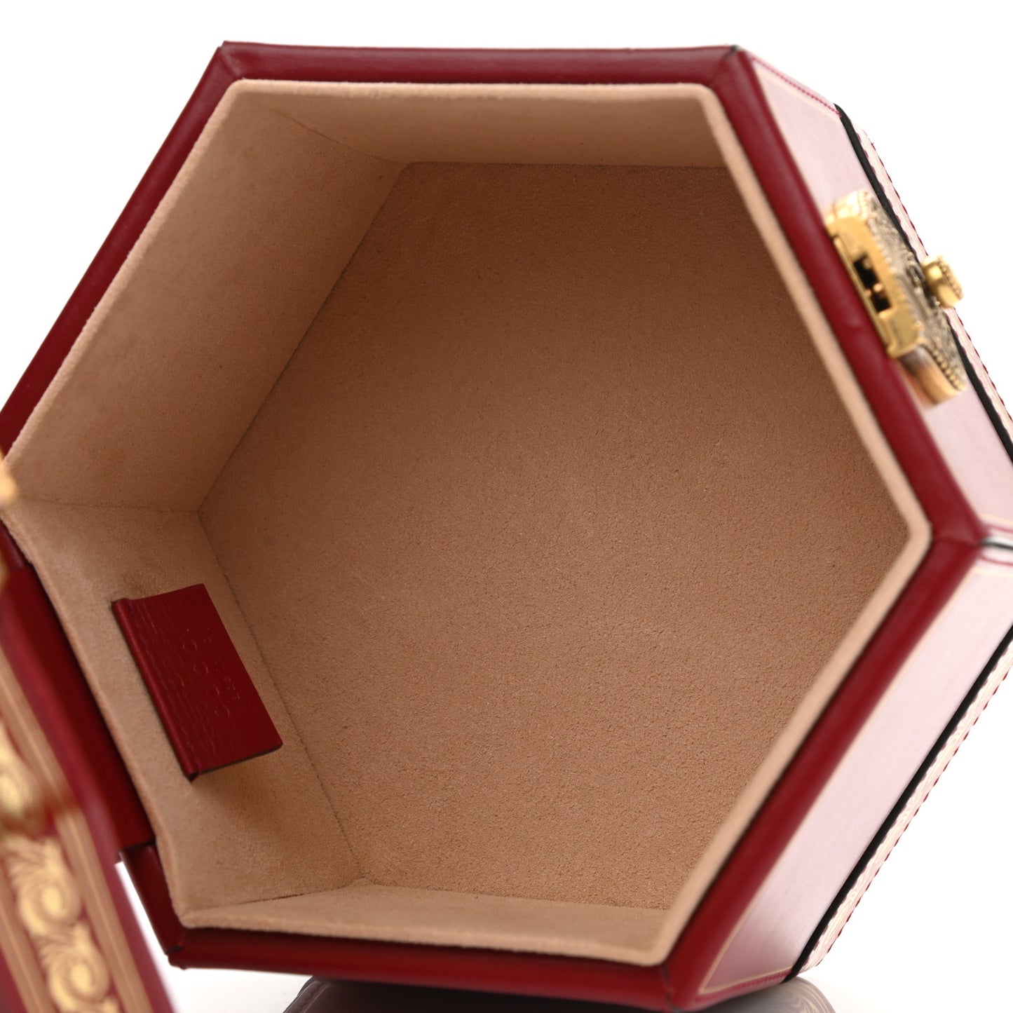 Calfskin Hexagon GG Torchon Key Box Bag New Cherry Red Oro