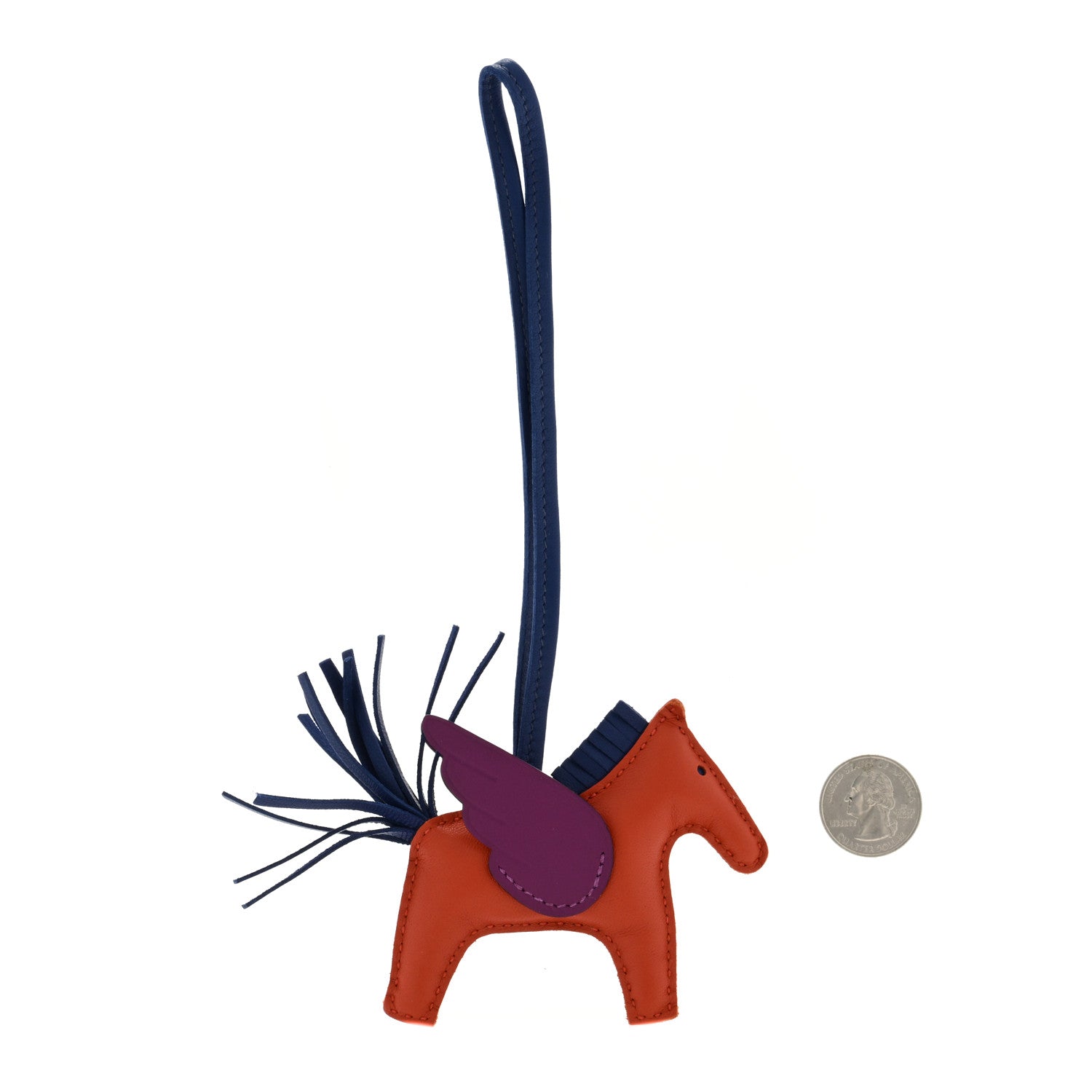 Hermes Milo Lambskin Grigri Rodeo Pegase Horse Bag Charm PM Cornaline Bleu Saphir Anemone 2 of 4
