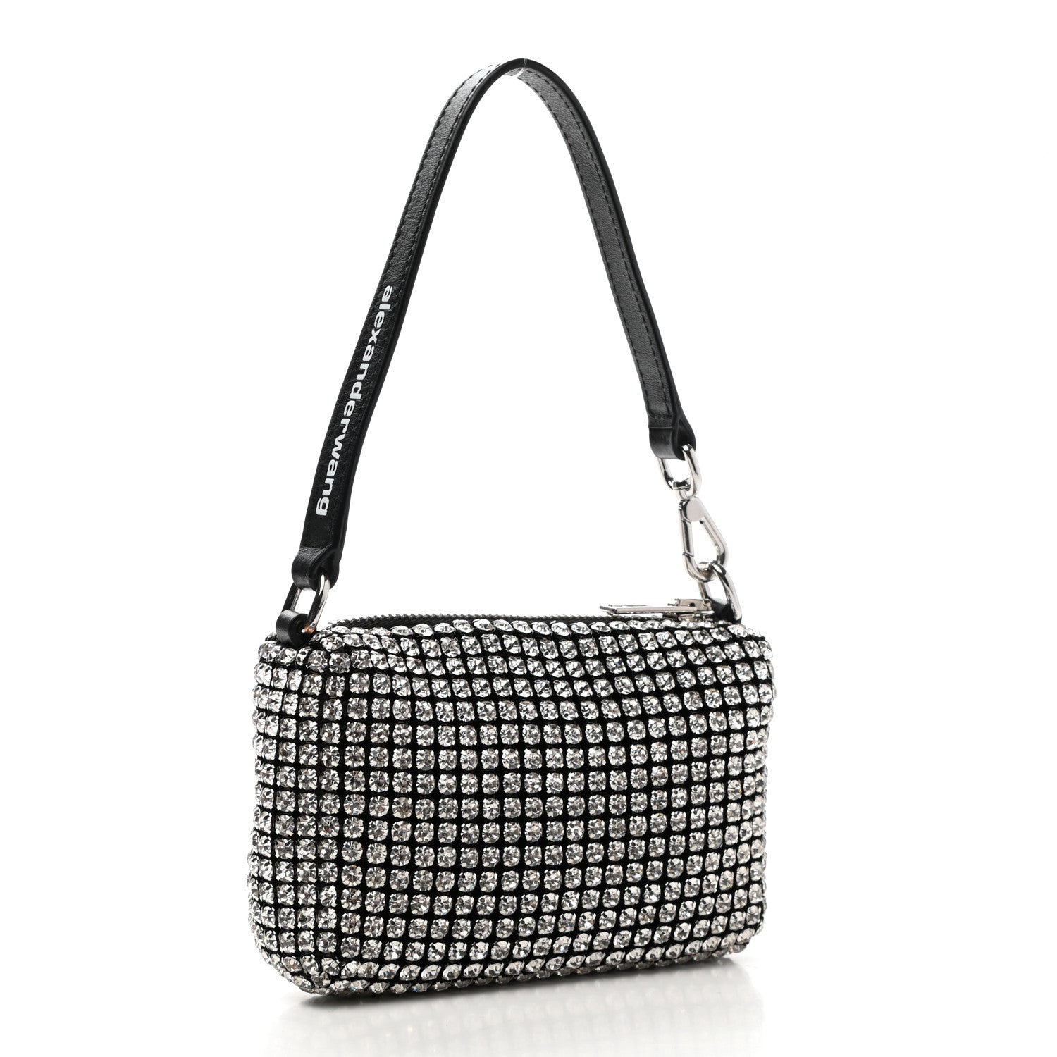 Alexander Wang Mesh Crystal Rhinestone Mini Heiress Pouch Black Silver 3 of 6