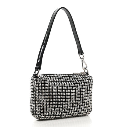 Alexander Wang Mesh Crystal Rhinestone Mini Heiress Pouch Black Silver 3 of 6