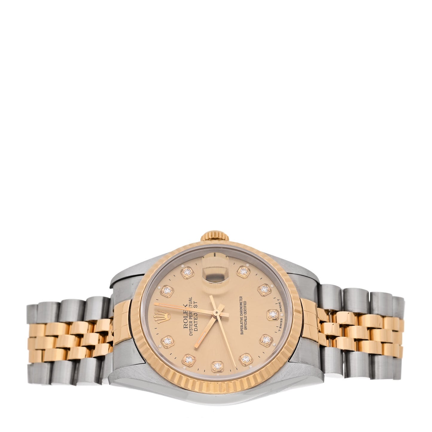 Stainless Steel 18K Yellow Gold Diamond 36mm Oyster Perpetual Datejust Watch Champagne 16233