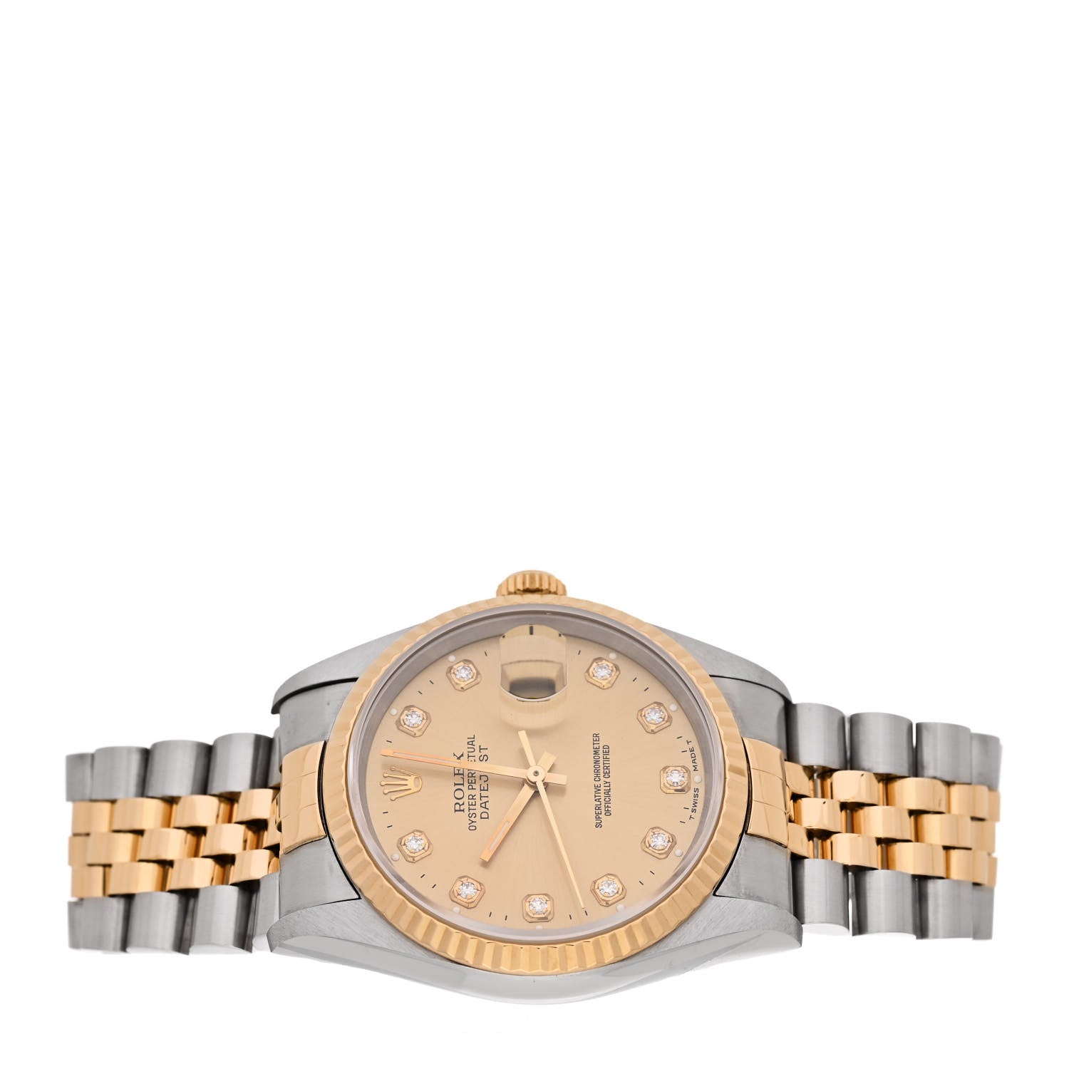 Rolex Stainless Steel 18K Yellow Gold Diamond 36mm Oyster Perpetual Datejust Watch Champagne 16233 2 of 4