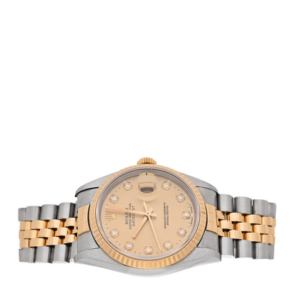 Rolex Stainless Steel 18K Yellow Gold Diamond 36mm Oyster Perpetual Datejust Watch Champagne 16233 2 of 4