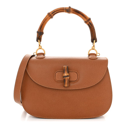 Gucci Grain Calfskin Classic Bamboo Top Handle Bag Brown 1 of 14