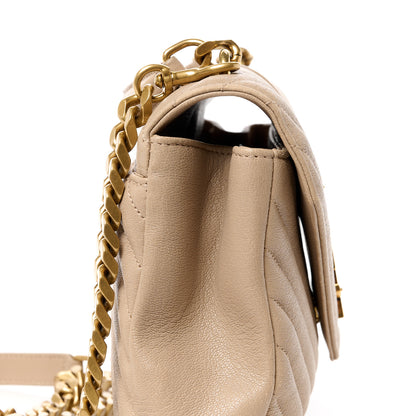 Saint Laurent Sheepskin Matelasse Chevron Monogram Medium College Bag Dark Beige 17 of 17