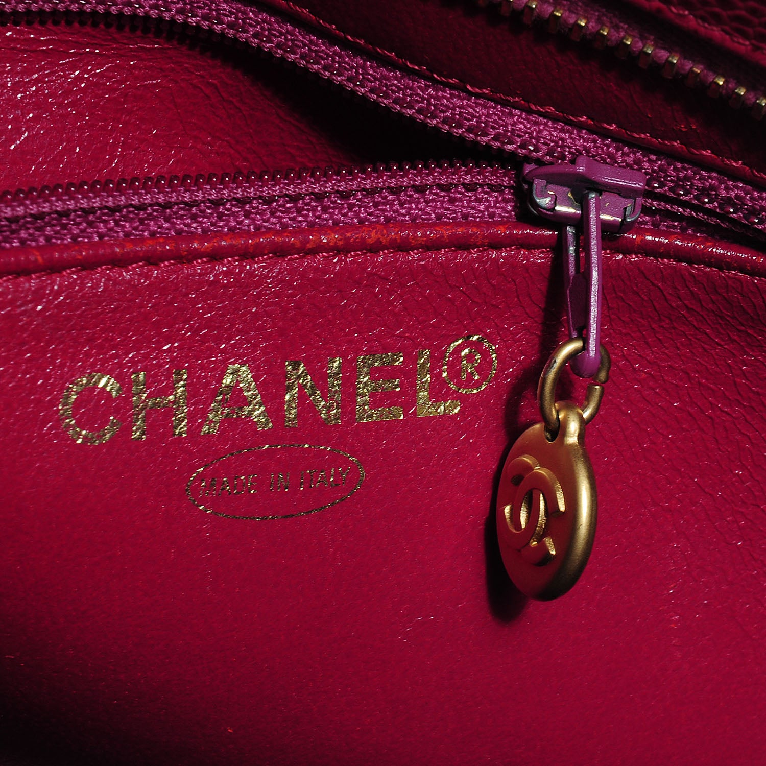 Chanel Caviar Medallion Tote Dark Pink 8 of 9