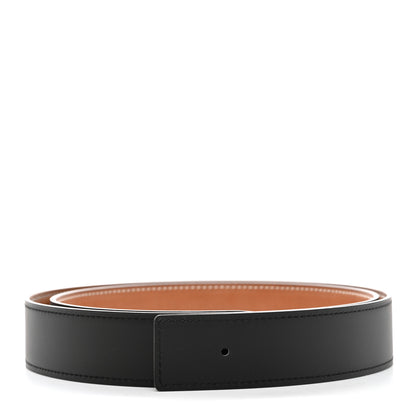 Hermes Tadelakt Barenia Box 32mm Belt Strap 95 38 Black Fauve 1 of 6