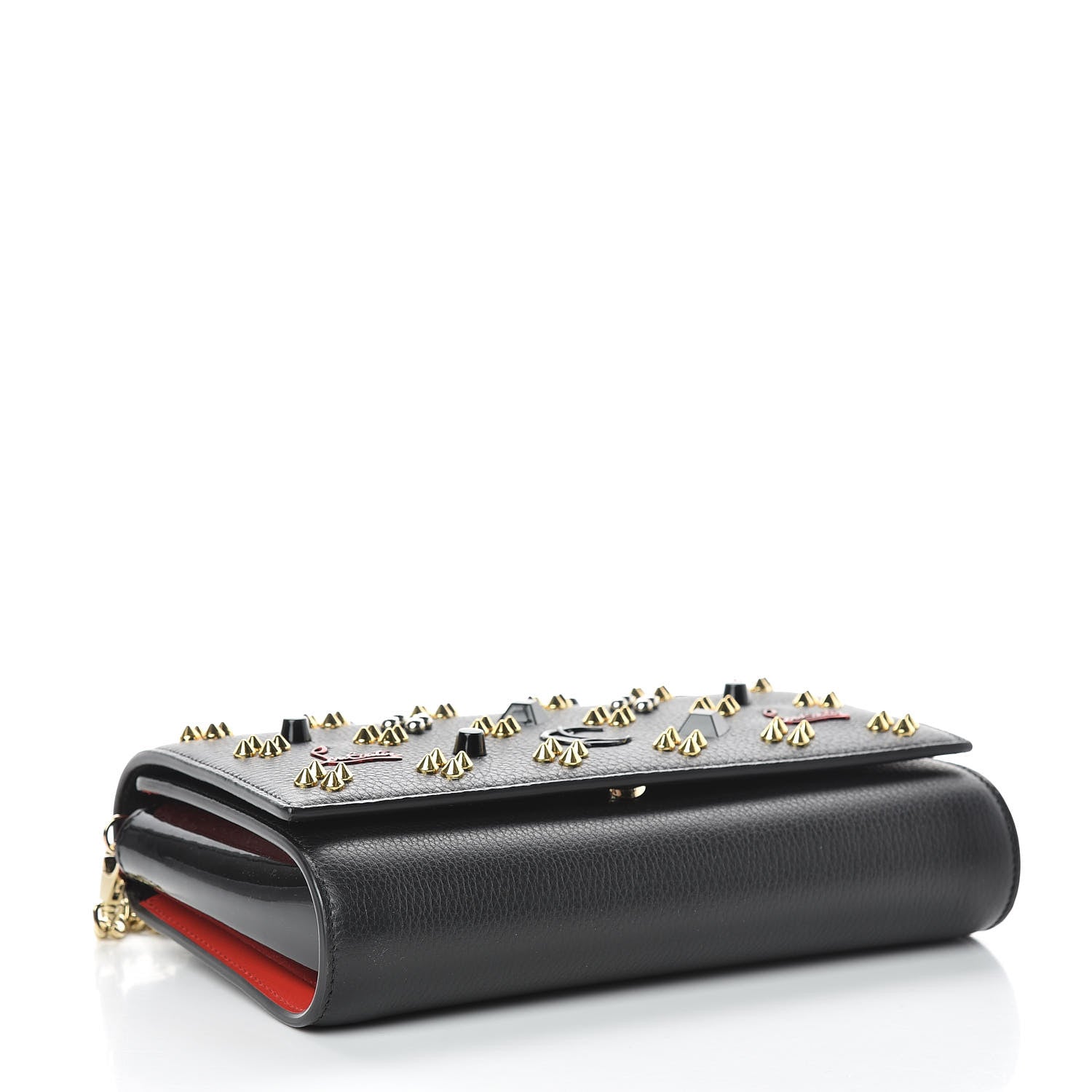 Christian Louboutin Calfskin Spikes Loubinthesky Paloma Clutch Black Multimetal 4 of 12