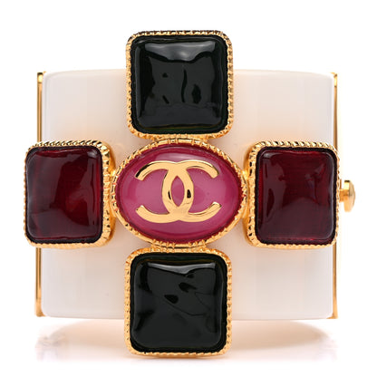 Chanel Resin Enamel CC Cabochon Cuff White Multicolor 1 of 4